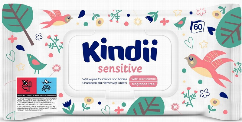Mitrās salvetes Kindii Sensitive 60gb (04.2027)