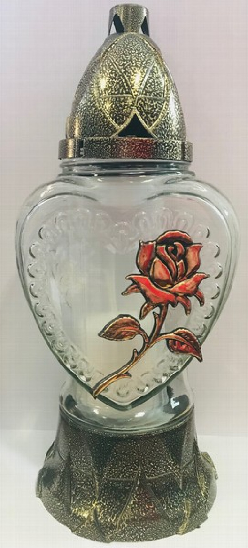 Svece kapu ar vāciņu stikla Roze (30h) 1/8