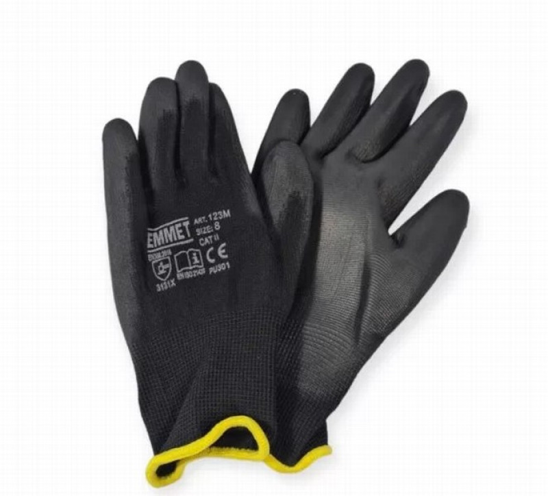 Cimdi neilona trikotāžas ar poliuretāna pārklājumu 8. izmērs 1/12