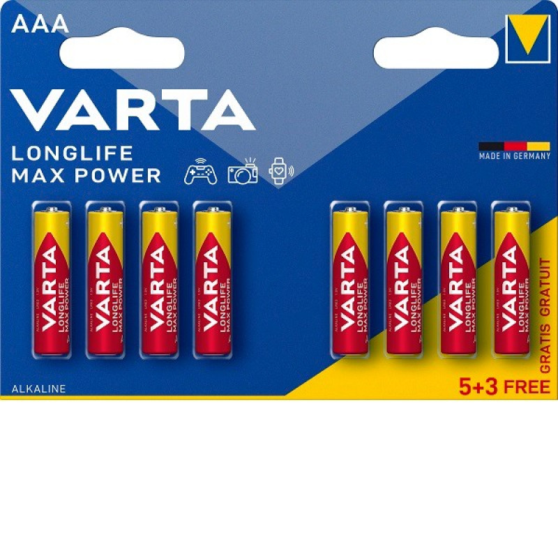 Baterijas Varta AAA Longlife Max Power sarkans 1/8 (cena par 1gb)