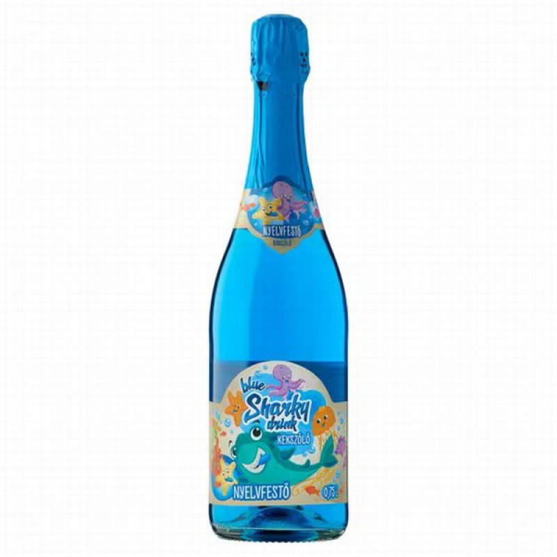 Bērnu šampanietis blue Sharky drink 0.75L 1/6 DEPOZĪTA maksa 0.10 eiro (19.11.26) Ungārija