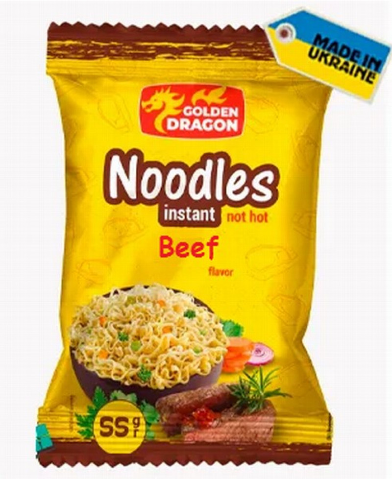 Nūdeles Golden Dragon ātri pagatavojamās ar liellopu garšu 55g 1/60 Ukraina(26.08.25)