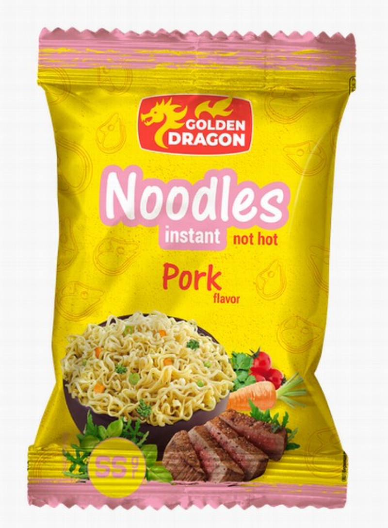 Nūdeles Golden Dragon ātri pagatavojamās ar cūkgaļas garšu 55g 1/60 (26.10.26) Ukraina