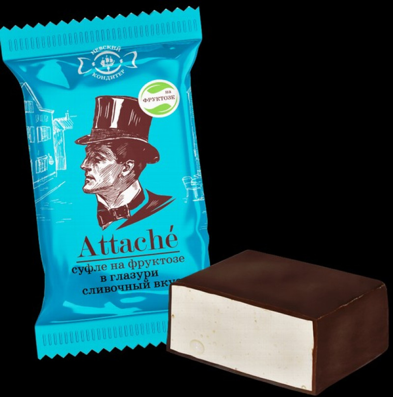 Šokolādes konfektes Attaše suflē ar fruktozi 3kg (09.04.26) Krievija (daudzumu norādīt kg,pilns ie