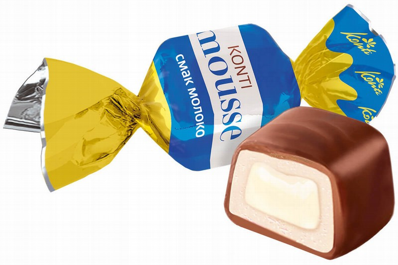 Šokolādes konfektes Konti-mousse ar piena garšu 1kg (21.07.26) Ukraina