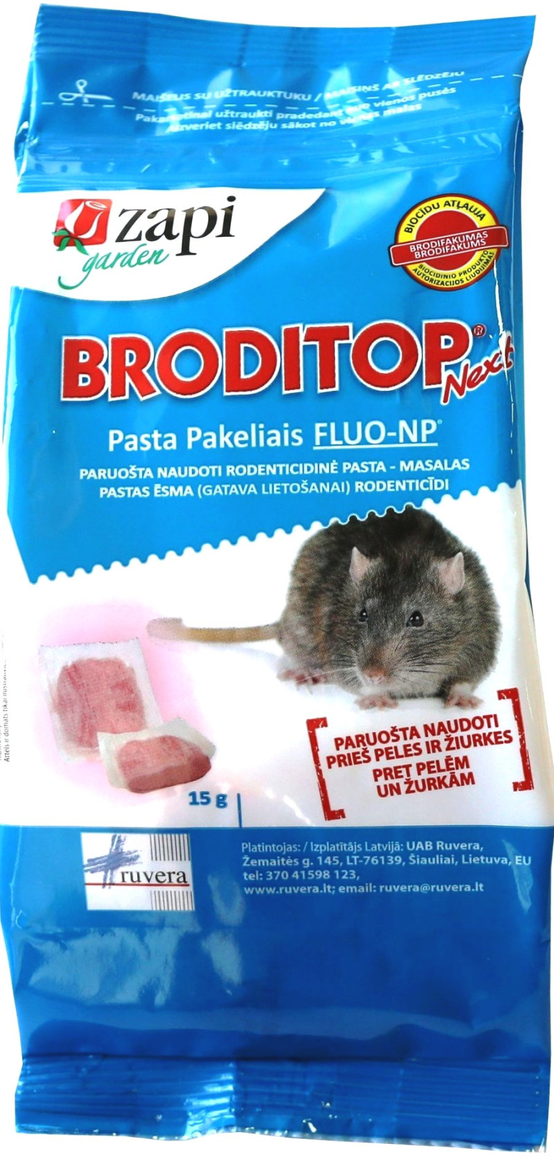 Peļu, žurku inde pasta ZAPI 150g(08.26)