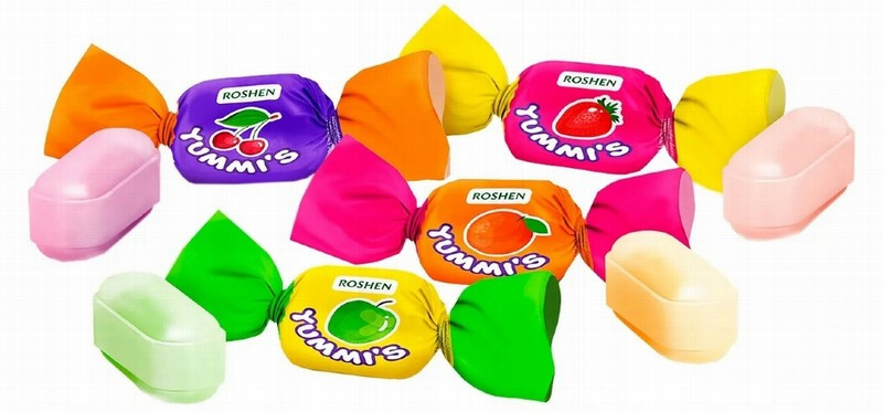Īriss Roshen Yummi's toffee ar augļu garšas pildījumu 1kg(16.11.26)  Ukraina