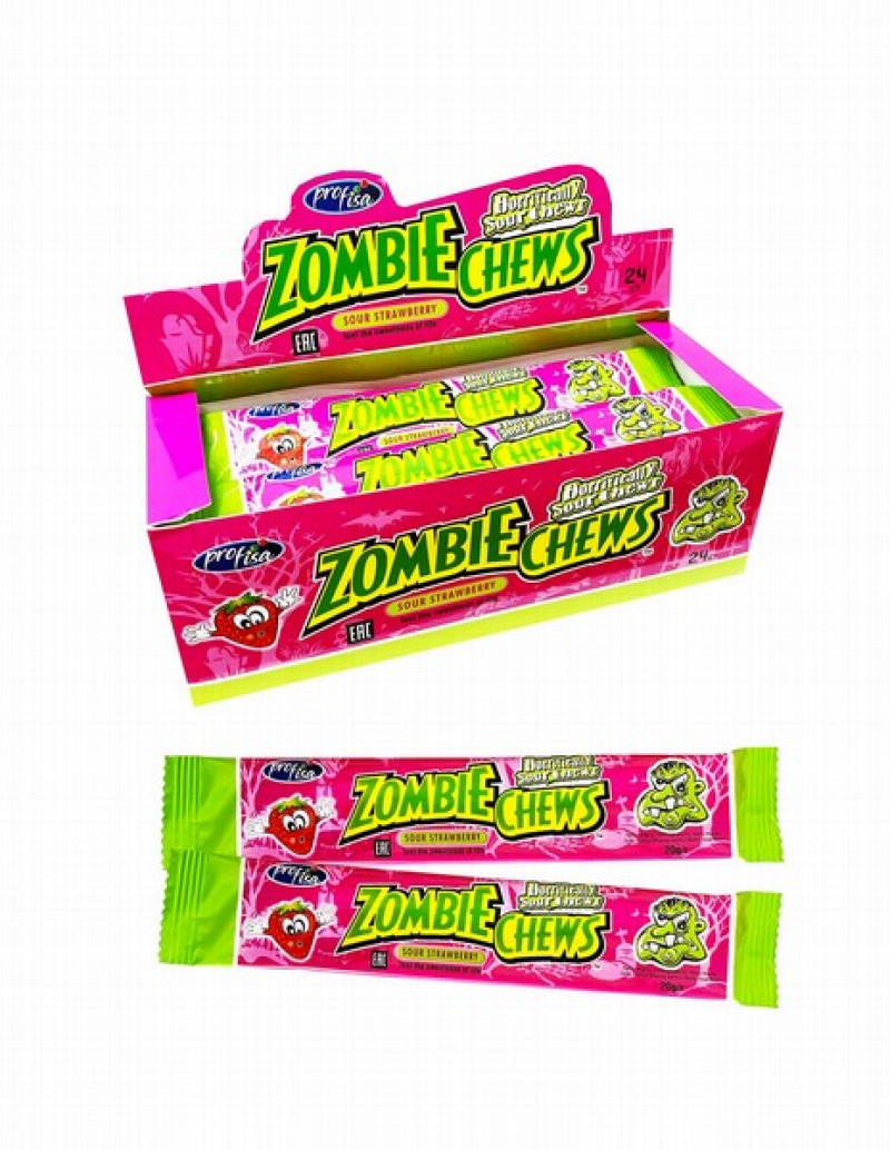 Mīksts īriss Zombie Chews Starwberry 20g*24gb (09.05.2027) Pakistāna