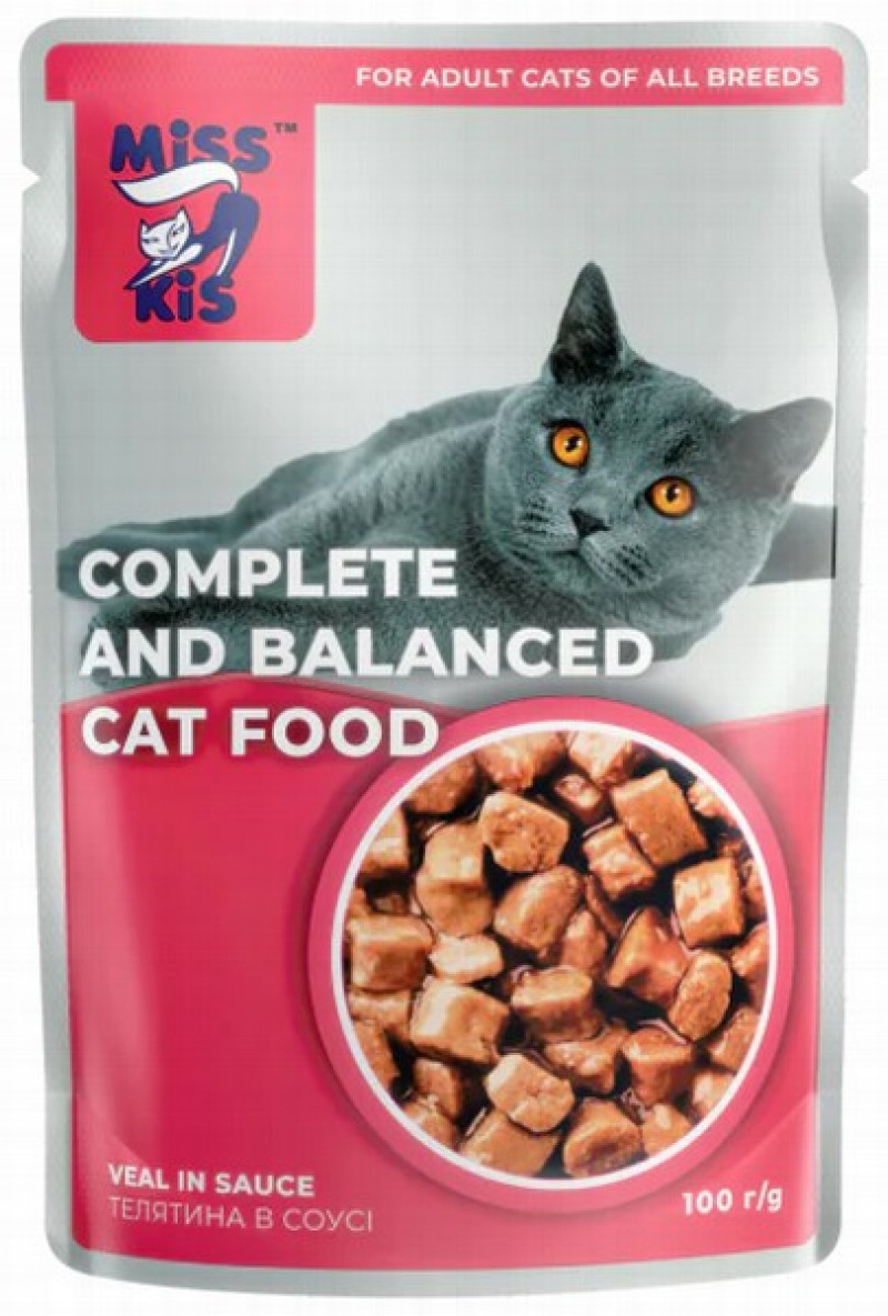 Kaķu konservi Miss Kis ar teļa gaļu 100g 1/24 (13.06.2026) Ukraina