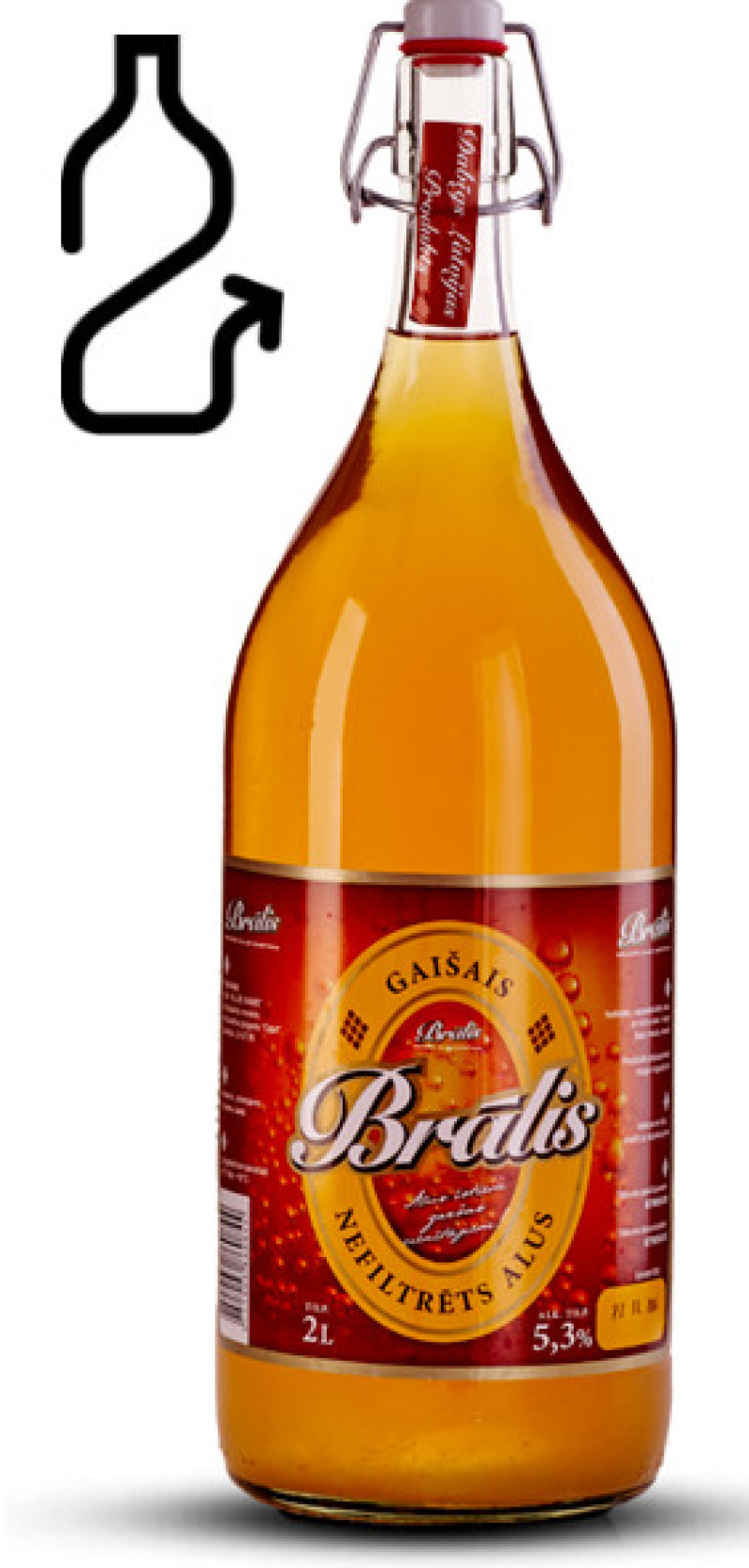 Alus Brālis Gaišais nefiltrētais 2L 5.3% stiklā 1/4 DEPOZĪTS 0.10 eiro (30.07.26) Latvija