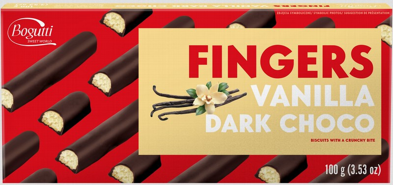 Cepumi Fingers vaniļas ar tumšo šokolādi 100g (30.10.26) Polija