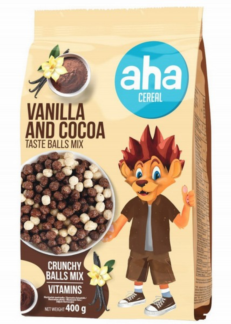 Sausās brokastis Aha MIX-O šokolādes un vaniļas bumbiņas 400g (10.06.26) Polija