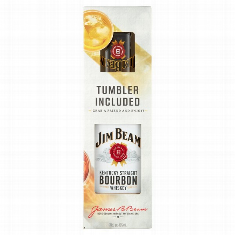Viskijs Jim Beam White 40% 0.7L + glāze 