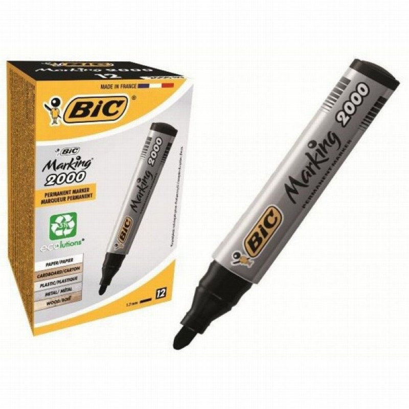 Marķieris melns BiC 1/12