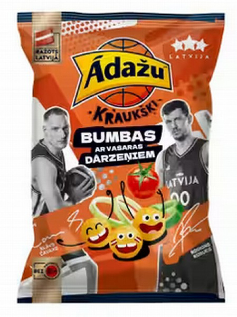 Čipsi Ādažu kraukšķi bumbas ar vasaras dārzeņu garšu 100g 1/18 (01.11.26) Latvija