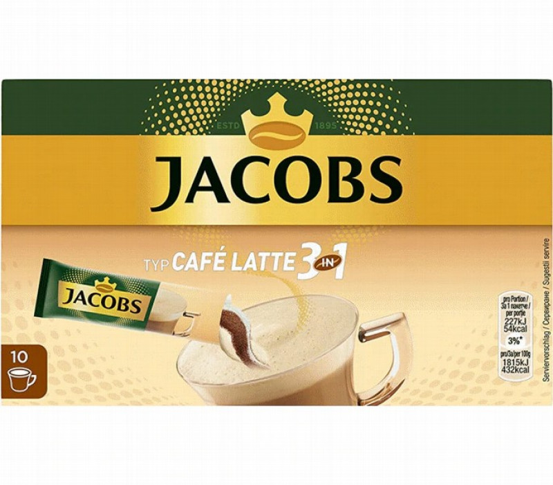 Kafijas dzēriens Jacobs LATTE 3in1 10*12.5g (13.02.26)Čehija