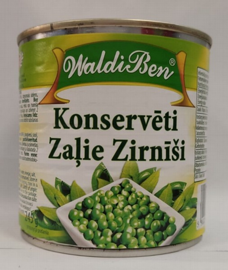 Zaļie zirnīši WaldiBen 410g 1/8 (12.11.2027)  Polija