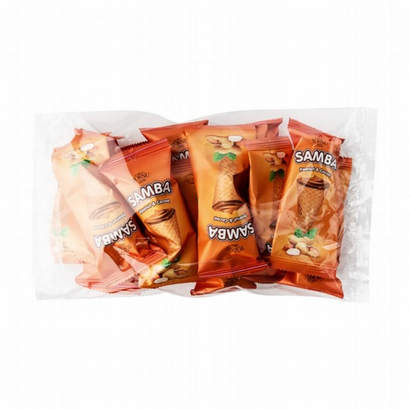 Vafeļu konusi Torņu Samba ar zemesriekstu pildījumu 1kg (10.02.2026) LV