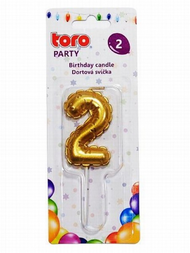 Jubilejas svece 2 Zelta 7cm