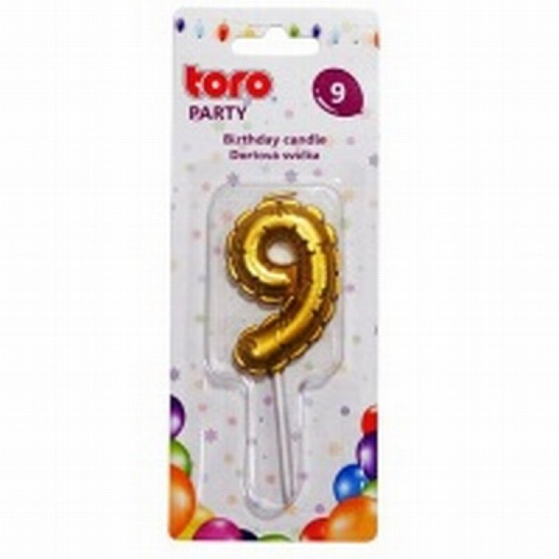 Jubilejas svece 9 Zelta 7cm