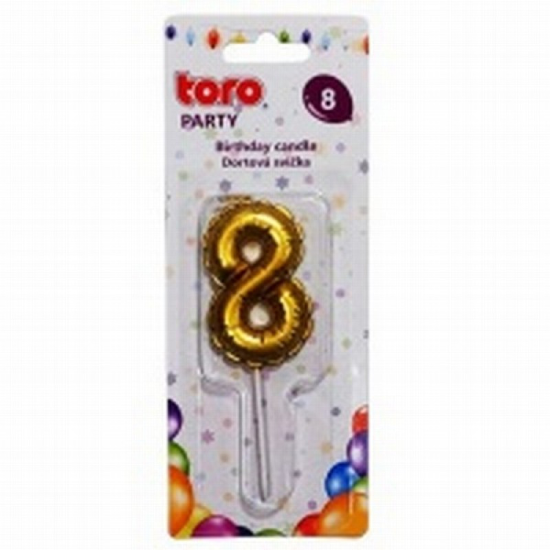 Jubilejas svece 8 Zelta 7cm