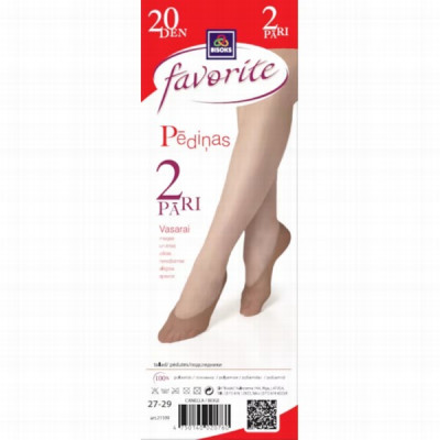 Pēdiņas sieviešu kaprona Bisoks beige 20DEN 2 pāri 23-25/27-29
