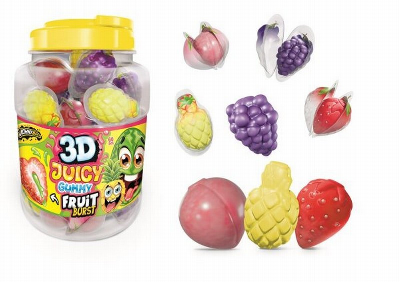 Košļājamā gumija 3D Juicy Gummy Fruit Burst 17*60gb (30.06.28)