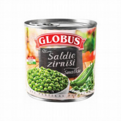 Zaļie zirnīši saldie smalkie Globus 400g 1/12(30.06.2027) HU