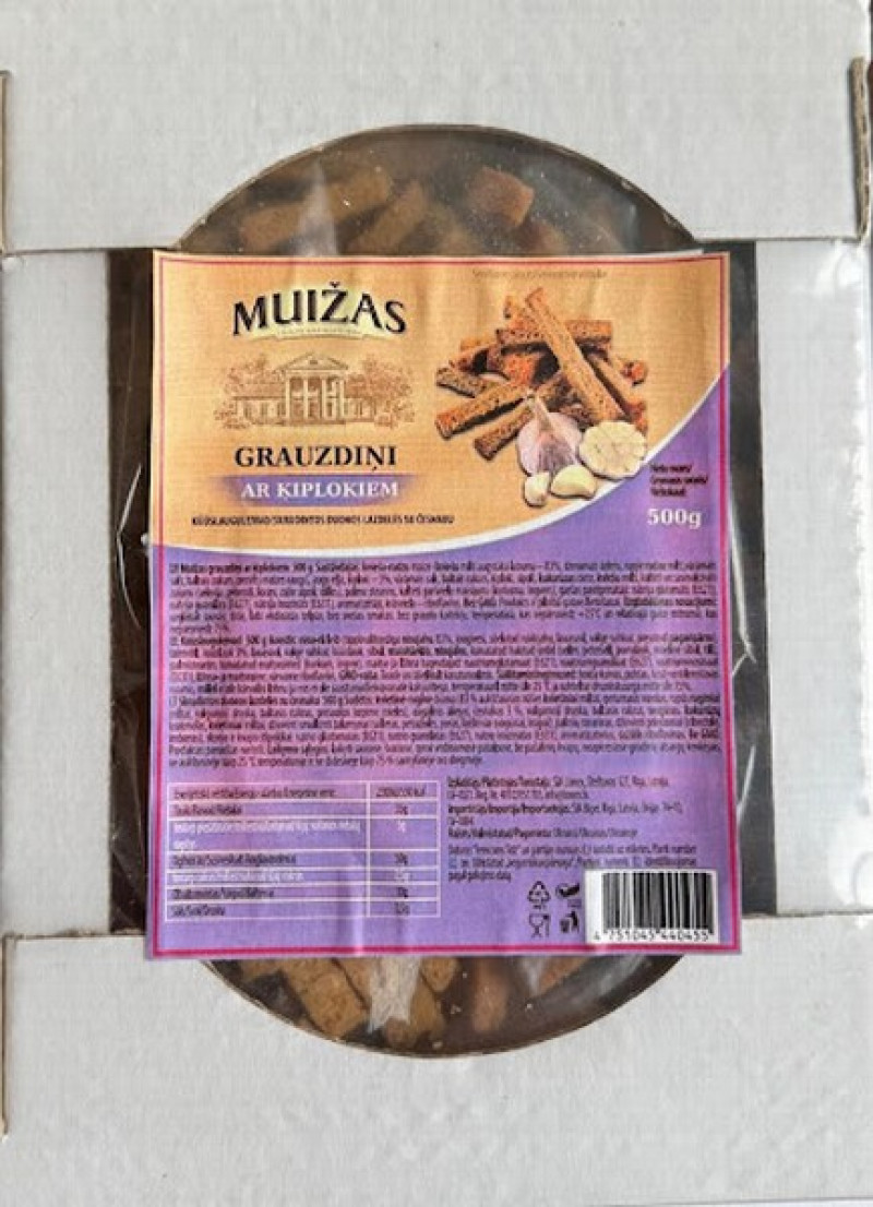 Maizes grauzdiņi Muižas ar ķiplokiem 500g (04.06.26)  LV