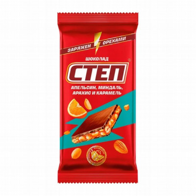 Šokolāde STEP ar madeli apelsīnien un karameli 80g KDV (28.12.25) RU 