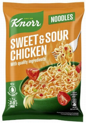 KNORR Ramen nūdeles ar vistu saldskābajā mērcē 65g Polija(31.01.26)