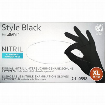 Cimdi Nitrila S izmērs bez pūdera 100gb Style Black (500384SBP-AM)