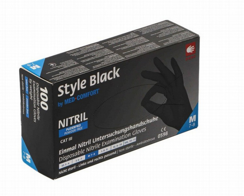 Cimdi Nitrila M izmērs bez pūdera 100gb 0.376kg Style Black (500384MBP-AM)