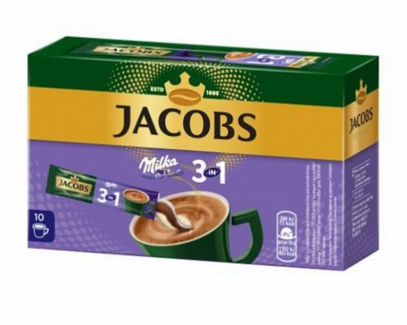 JACOBS MILKA 3IN1,šķīstošā kafija 10x12.4g(25.07.26) Čehija