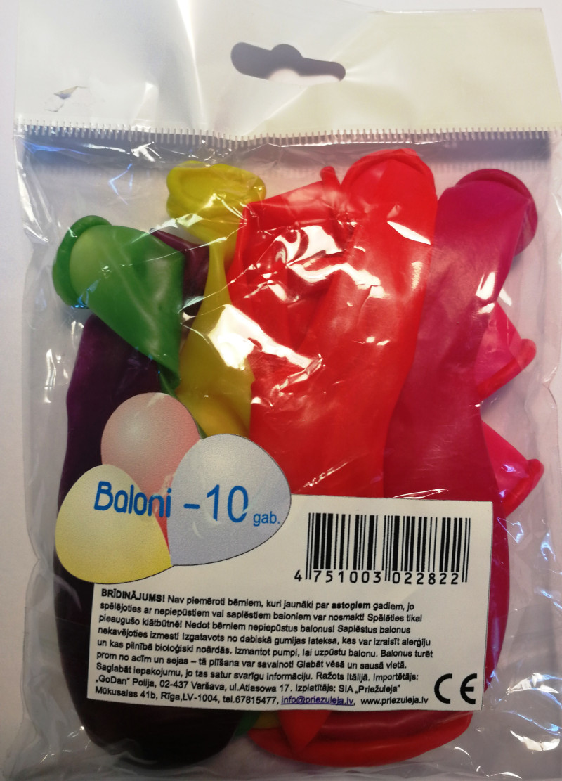 Baloni 10gb neona krāsās