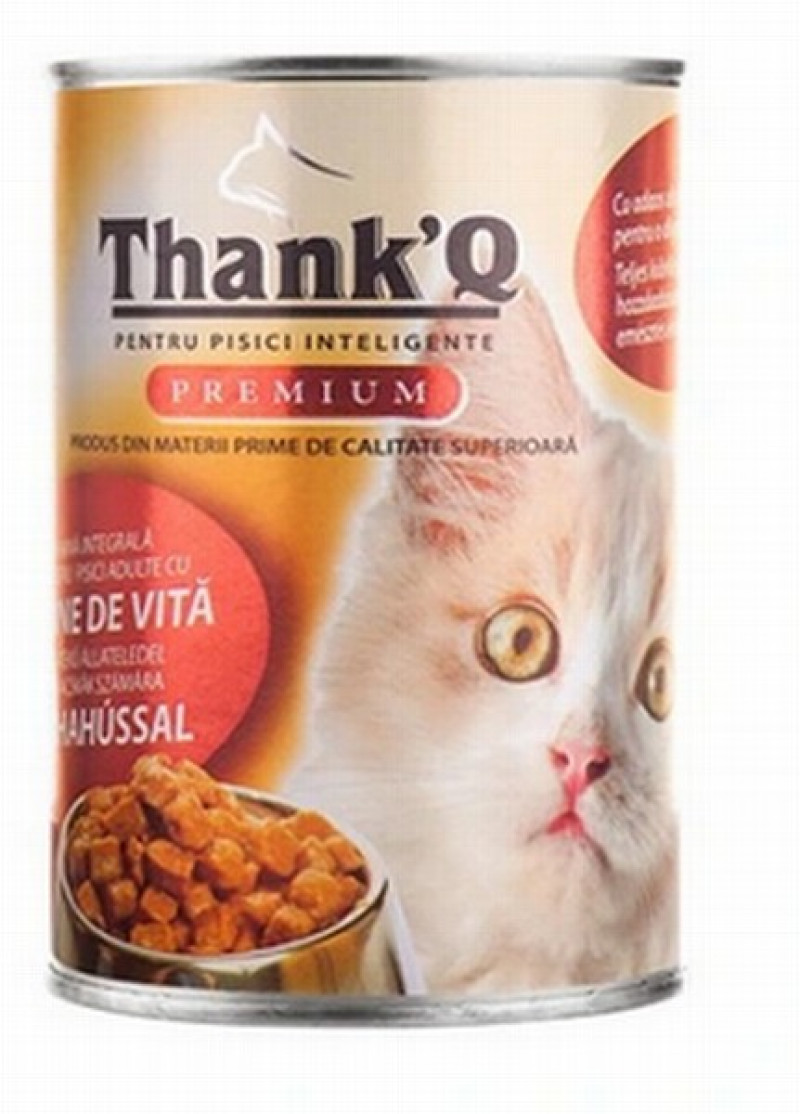 Kaķu konservu ThankQ Premium ar liellopu gaļu 415g (20.03.27)