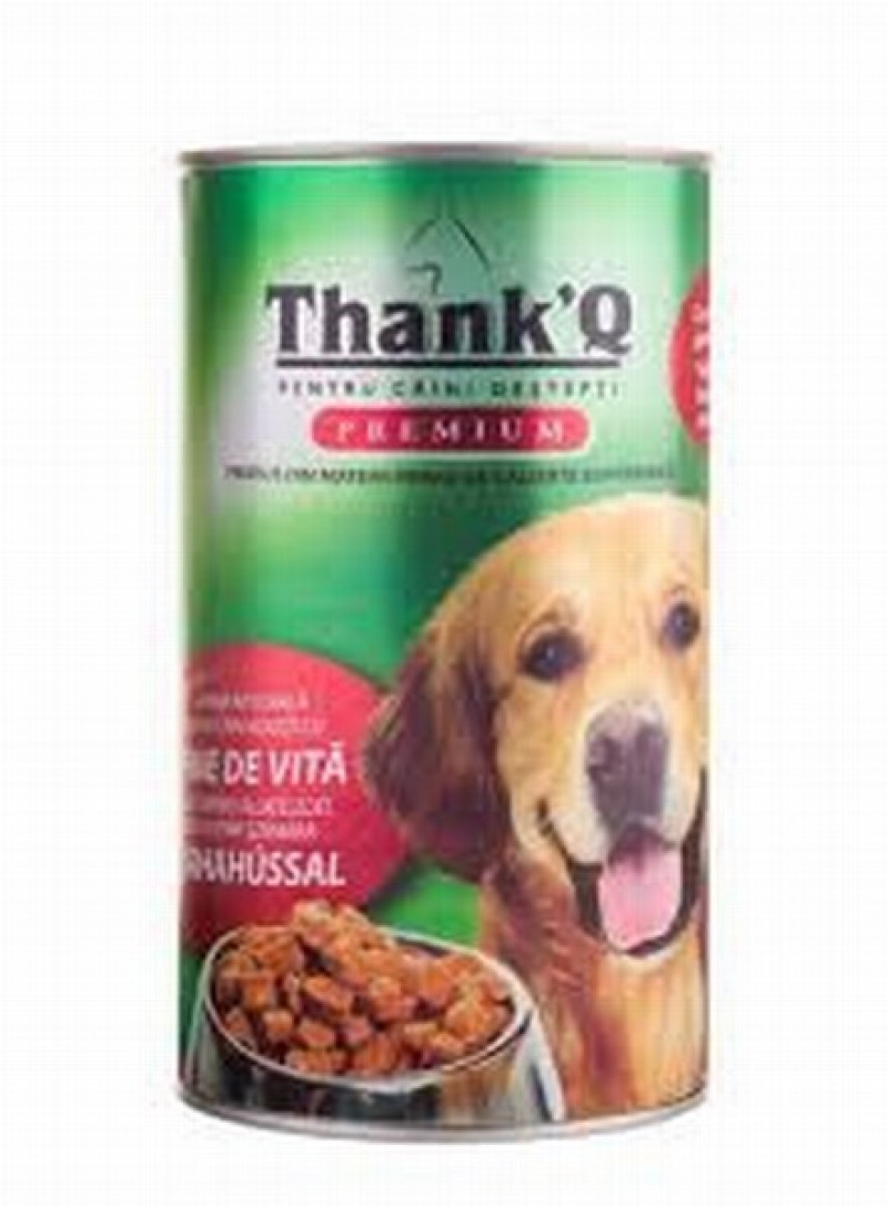 Suņu konservi ThankQ Premium ar liellopu gaļu 1.240kg 1/12(27.06.27)