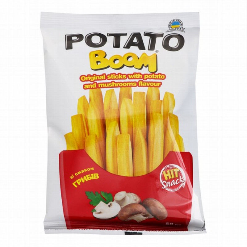 Čipsi Potato Boom ar sēņu garšu 50g 1/30 (15.06.26)Ukraina