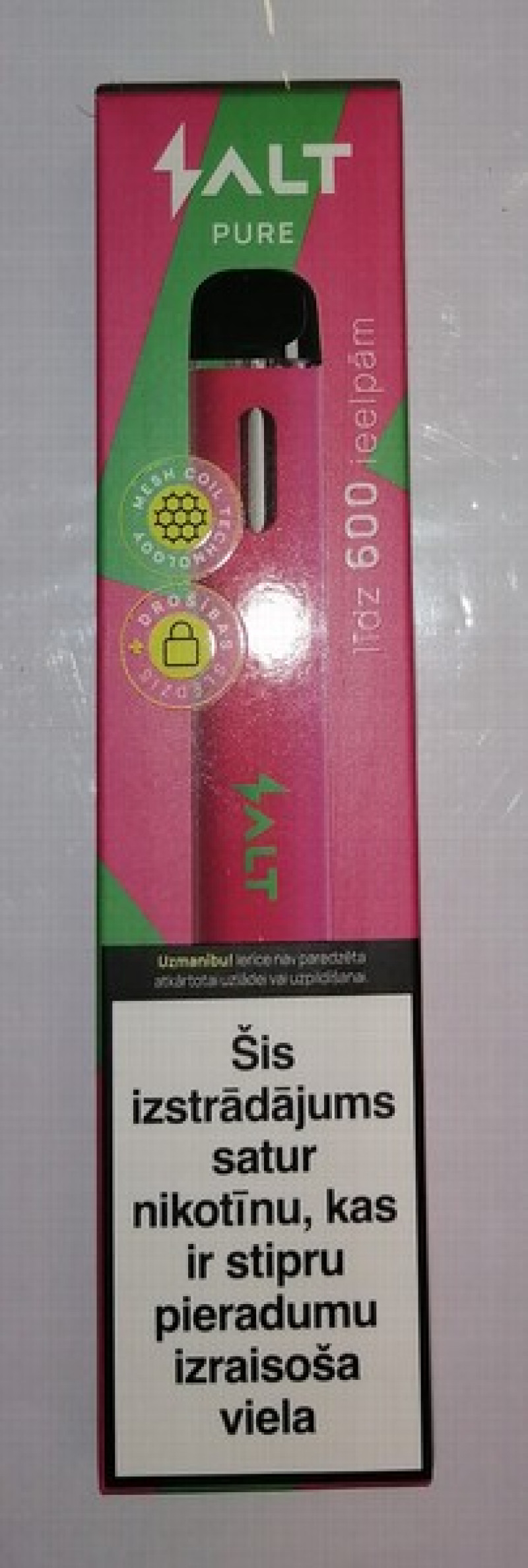 Elektroniskā cigarete vienreizlietojamā SALT pure bright pink 20mg/ 2ml