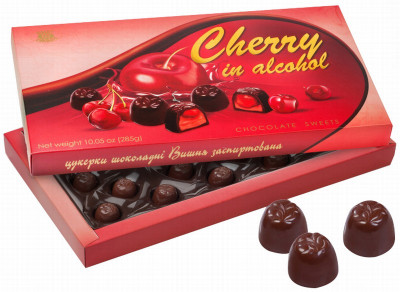 Konfekšu kaste Cherry in alcohol 285g 1/6 Ukraina
