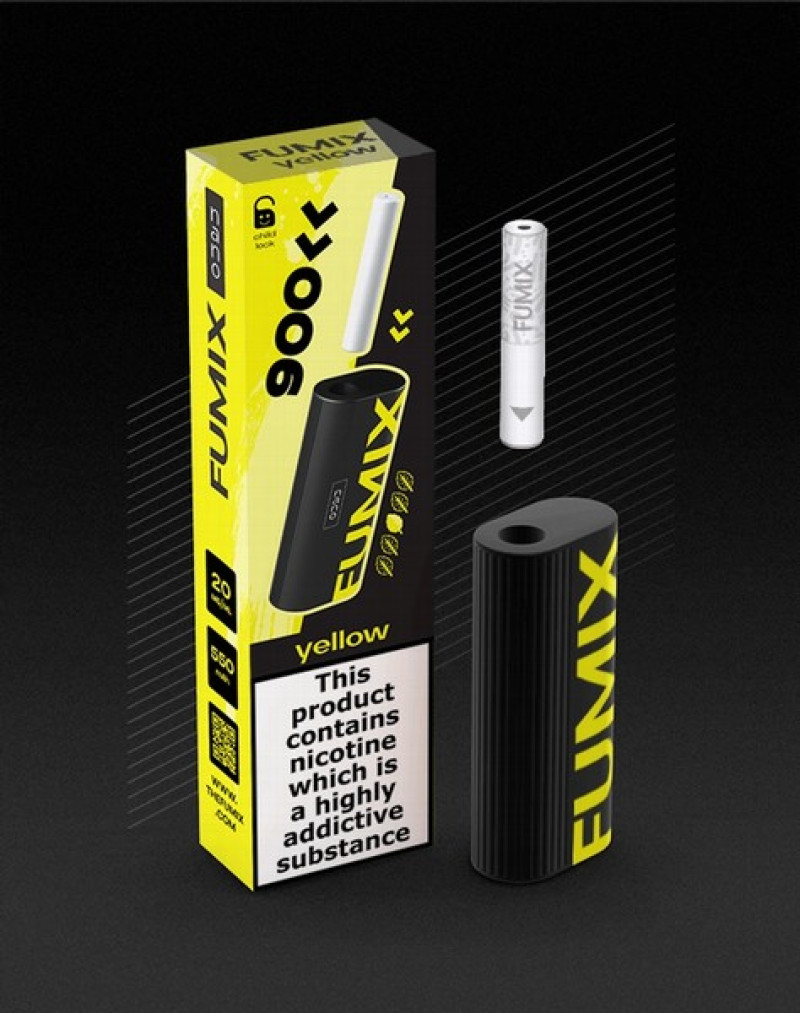 Elektroniskā cigarete vienreizlietojamā FUMIX NANO yellow 2ml/2% 900 ieelpas Ķīna
