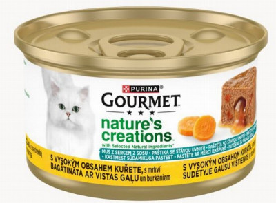 Kaķu konservi Gourmet Gold ar vistas gaļu un burkāniem 85g 1/12 (31.01.26) Francija