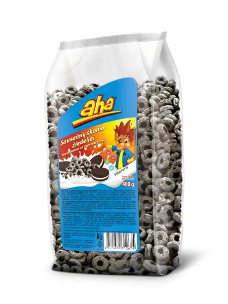 Sausās brokastis Aha gredzentiņi ar cepumu garšu 400g (24.06.26)Lietuva
