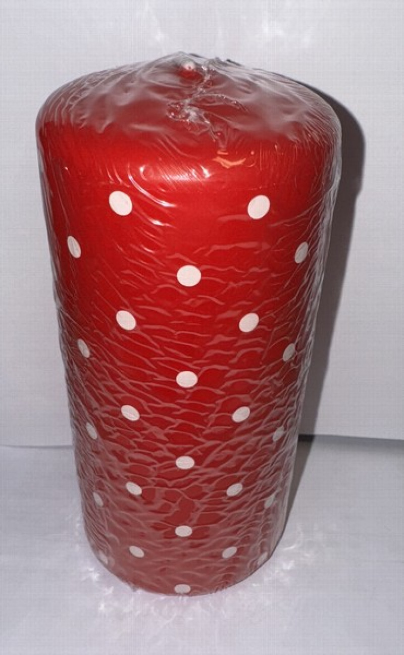 Svece Diana 7x15cm cilindra "Punkti" sarkana 1*12 Latvija