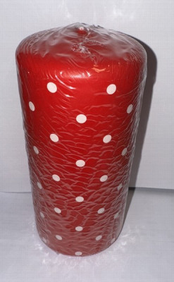 Svece Diana 7x15cm cilindra "Punkti" sarkana 1*12 Latvija