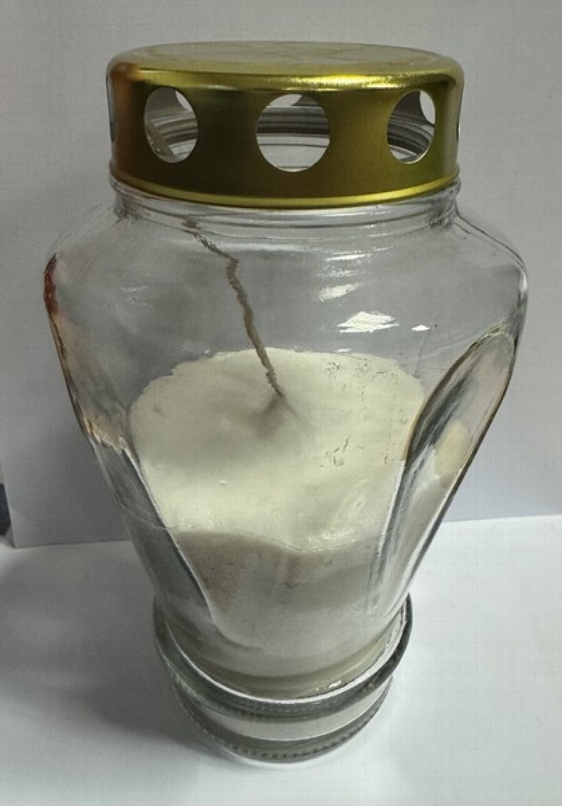 Sveces kapu ar vāciņu stikla balta (60h) 17cm 1/12