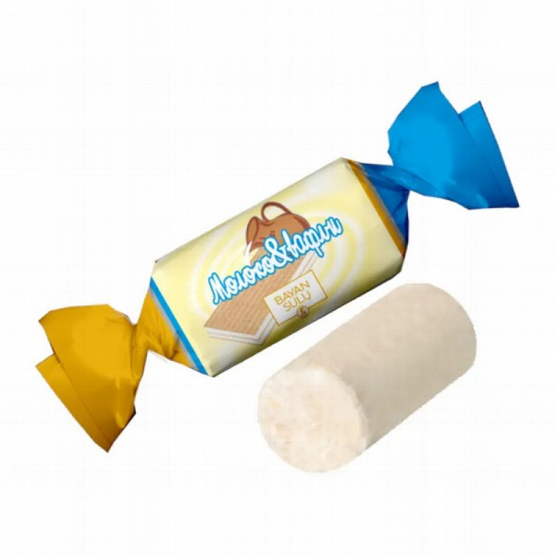 Konfekte vafeļu batoniņš BajanSulu Moloko&vafli 1kg1/6(26.07.26) Kazahstāna