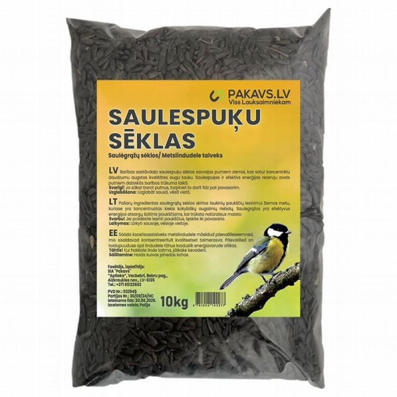 Saulespuķu sēklas melnās 10kg(1.60 euro kg)(17.09.27)