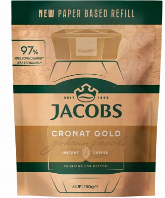 Kafija Jacobs Cronat Gold paciņa (150g) šķīstošā 1/6 (05.03.2027) Čehija