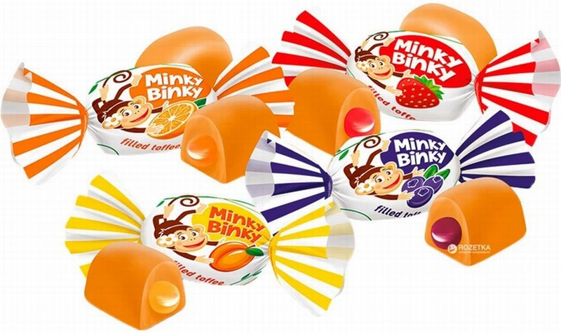 Īriss Roshen Minky-Binky ar želejas pildījumu 1kg(28.11.26) Ukraina